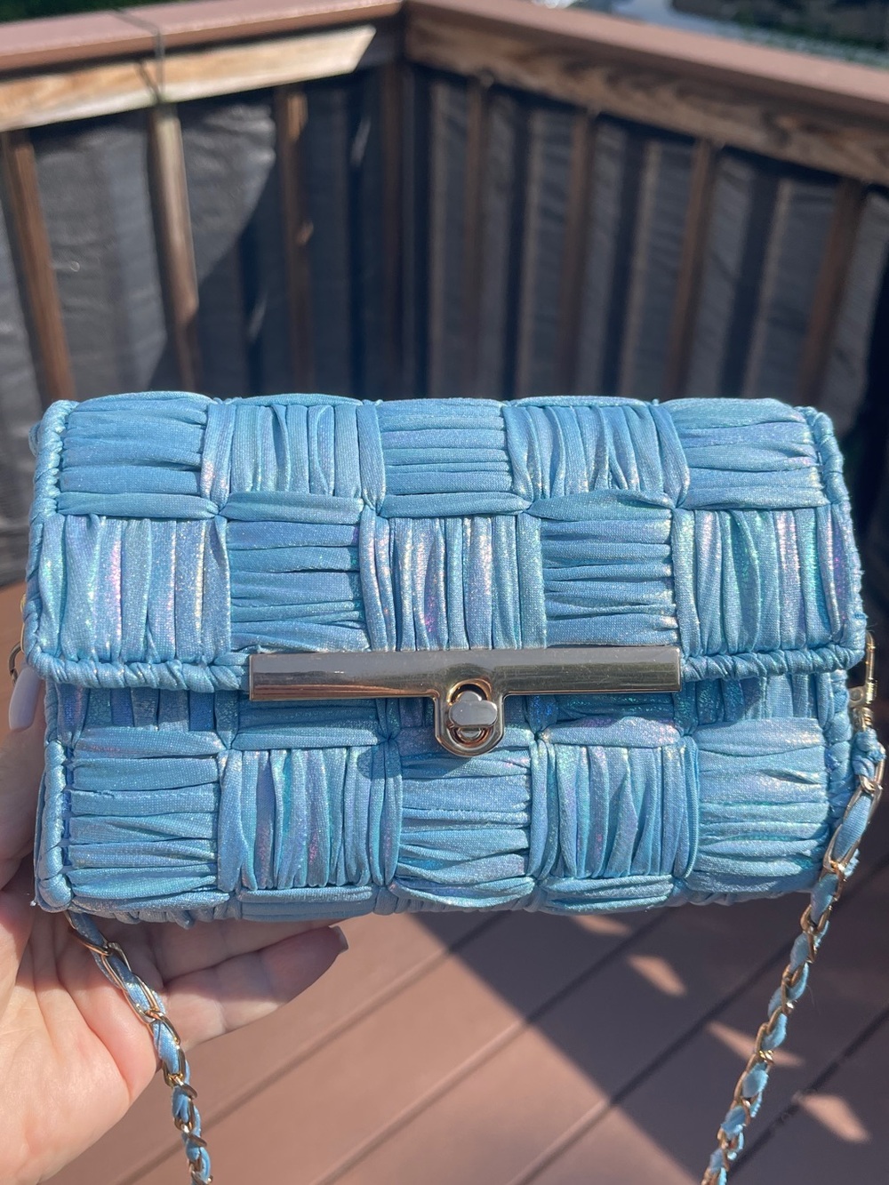 Blue Woven Crossbody Bag - Lightweight Shoulder Purse